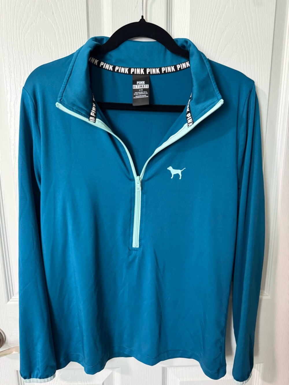 PINK Victoria's Secret Teal Half-Zip Pullover with Mint Accents